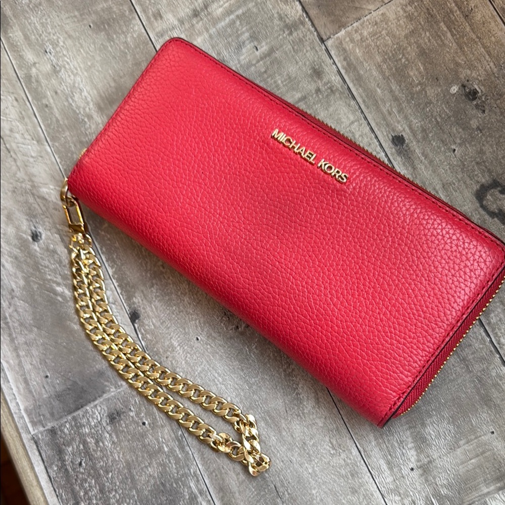 Michael Kors hot pink Leather Wristlet